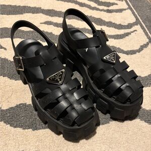 Black Platform Caged Fisherman Sandals 8 Women’s Dupe